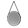 Arezzo Matt Black 600mm Round LED Illuminated Anti-Fog Bathroom Mirror  Profile Large Image