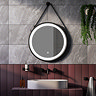 Arezzo Matt Black 600mm Round LED Illuminated Anti-Fog Bathroom Mirror