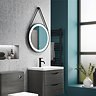 Arezzo Matt Black 600mm Round LED Illuminated Anti-Fog Bathroom Mirror  Standard Large Image