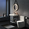 Arezzo Matt Black 600mm Round LED Illuminated Anti-Fog Bathroom Mirror  In Bathroom Large Image