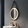 Arezzo Matt Black 600mm Round LED Illuminated Anti-Fog Bathroom Mirror Large Image