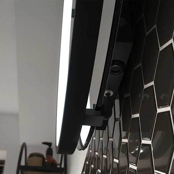 Arezzo Matt Black 600mm Round LED Illuminated Bathroom Mirror with Infrared Sensor & Anti-Fog  Profi