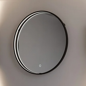 Arezzo Matt Black 600mm Round LED Illuminated Bathroom Mirror with Touch Sensor & Anti-Fog