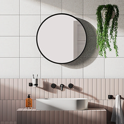 Arezzo Matt Black 600mm Round Mirror