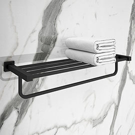 Arezzo Matt Black 600mm Towel Shelf Medium Image