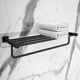 Arezzo Matt Black 600mm Towel Shelf Large Image