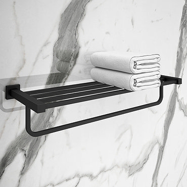 Arezzo Matt Black 600mm Towel Shelf  Profile Large Image