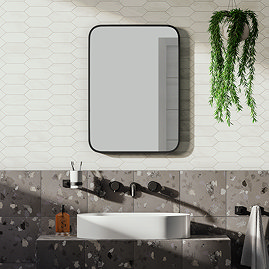 Arezzo Matt Black Framed Bathroom Mirror - 700 x 500mm