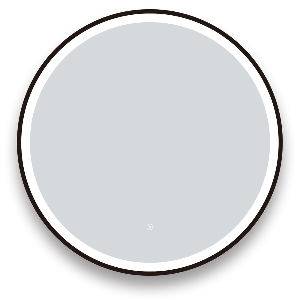 Arezzo Matt Black 700mm Round LED Illuminated Anti Fog Bathroom Mirror