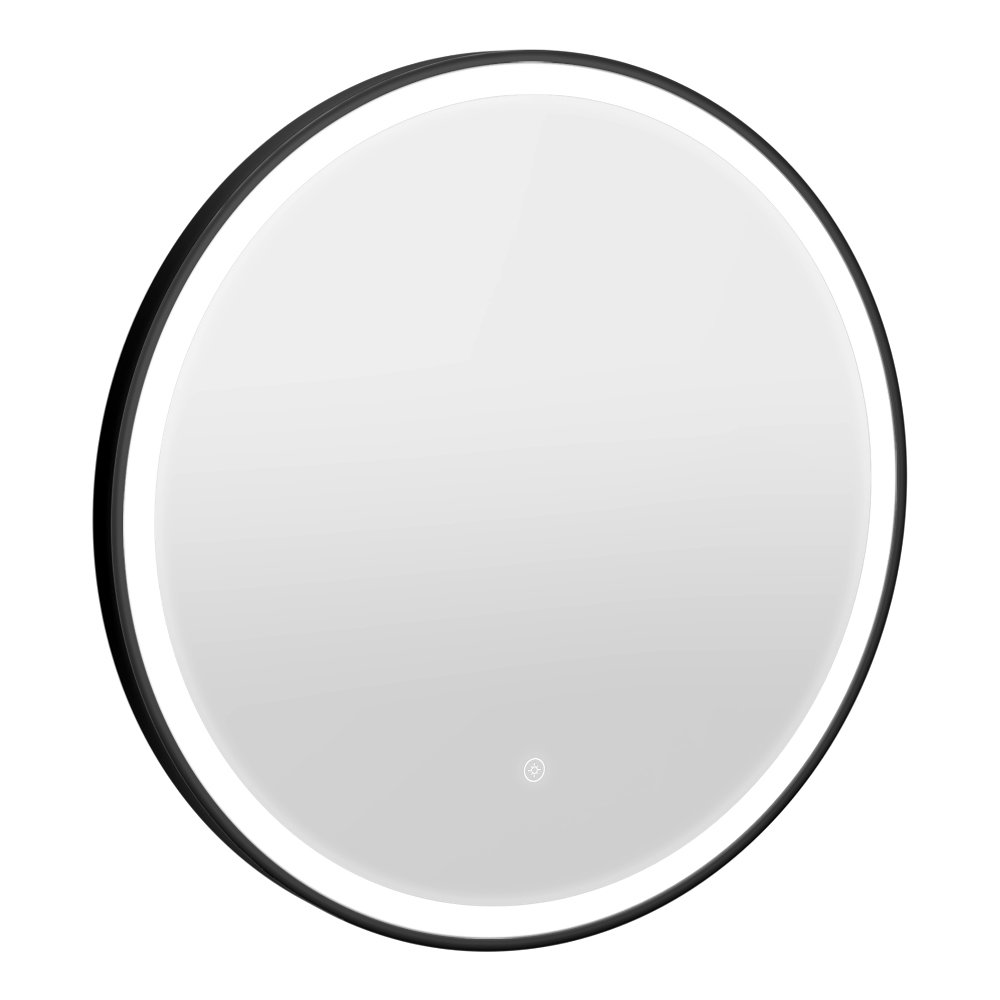 Arezzo Matt Black 700mm Round LED Illuminated Anti Fog Bathroom Mirror