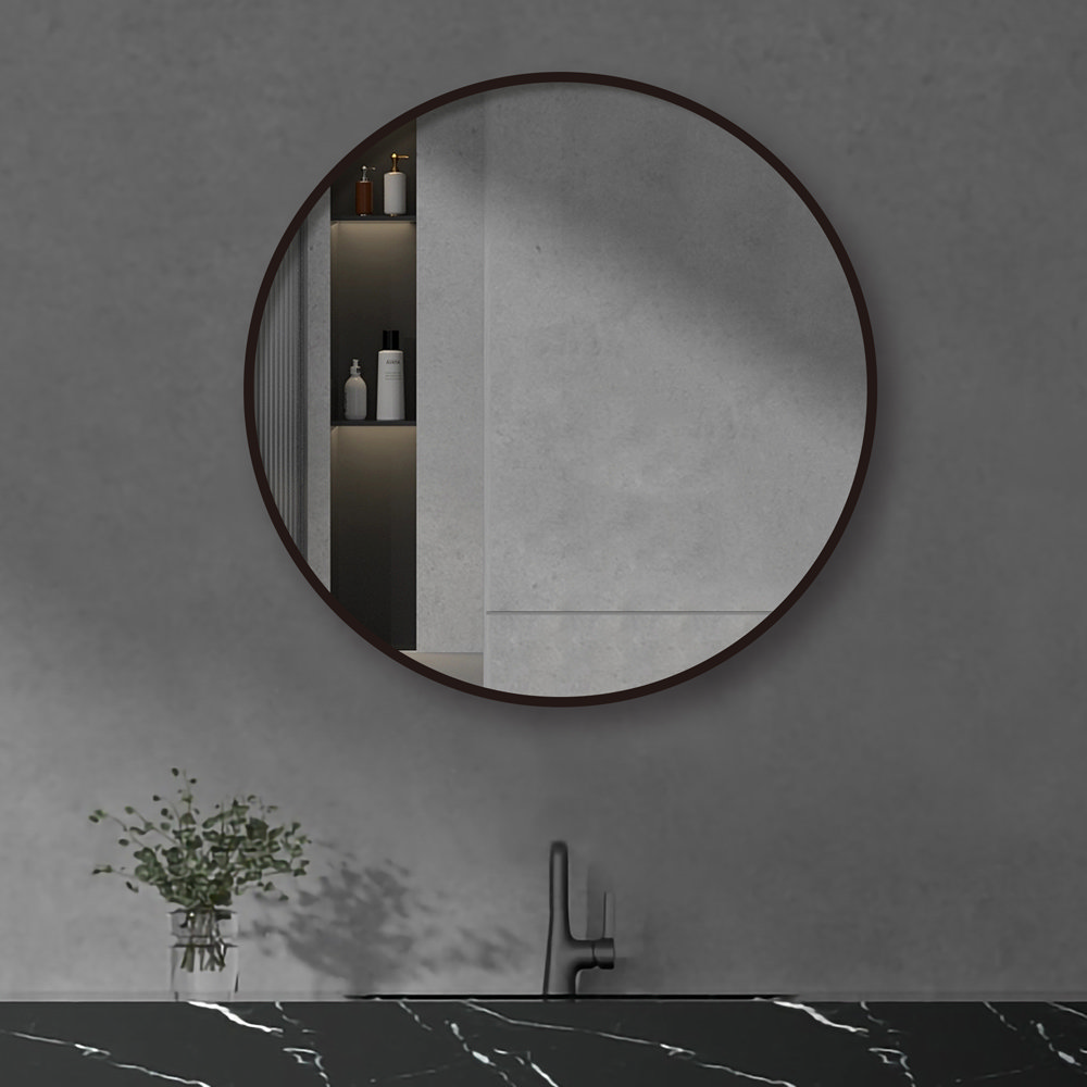 Arezzo Matt Black 700mm Round Mirror Victorian Plumbing UK