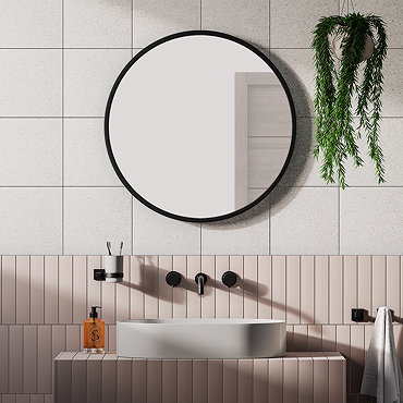 Arezzo Matt Black 700mm Round Mirror