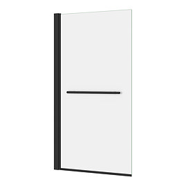 Arezzo Matt Black 785 x 1435mm Hinged Square Bath Screen + Rail Large Image
