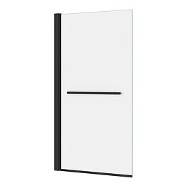 Arezzo Matt Black 785 x 1435mm Hinged Square Bath Screen + Rail Large Image