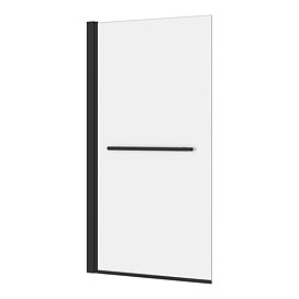 Arezzo Matt Black 785 x 1435mm Hinged Square Bath Screen + Rail Large Image