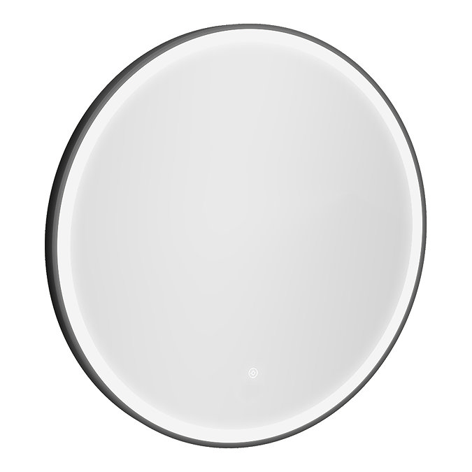 Arezzo Matt Black 800mm Round LED Illuminated Anti-Fog Bathroom Mirror