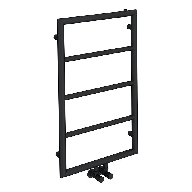 Arezzo Matt Black 800 x 500 Ladder Heated Towel Rail  Standard Large Image