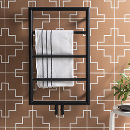 Arezzo Matt Black 800 x 500 Ladder Heated Towel Rail