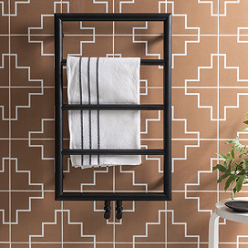 Arezzo Matt Black 800 x 500 Ladder Heated Towel Rail