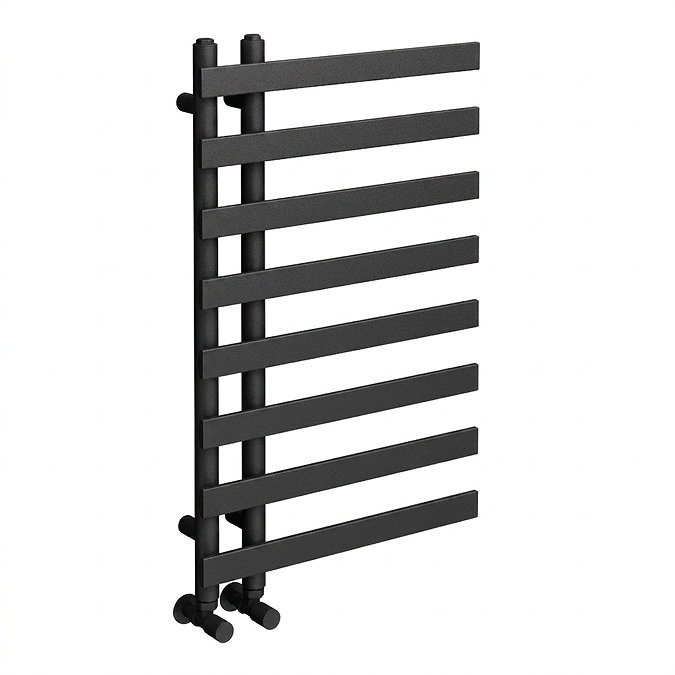 Arezzo Matt Black 800 x 500mm 8 Bar Designer Heated Towel Rail