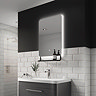 Arezzo Matt Black 800 x 500mm Backlit LED Bathroom Mirror with Hanging Shelf & Anti-Fog  Profile Lar