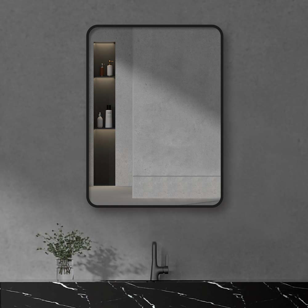 Arezzo Matt Black 800 x 600 Rectangular Mirror