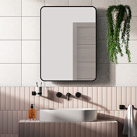 Arezzo Matt Black 800 x 600 Rectangular Mirror