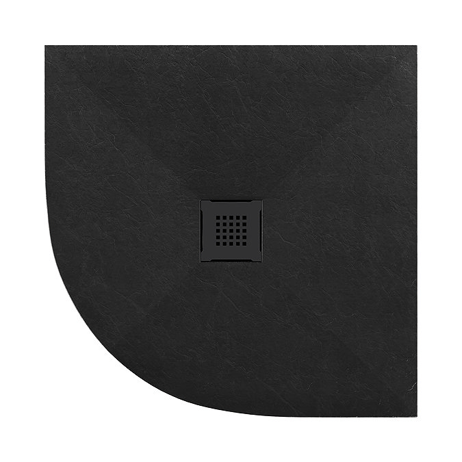 Arezzo Matt Black 800 x 800mm Frameless Quadrant Shower Enclosure with Black Tray