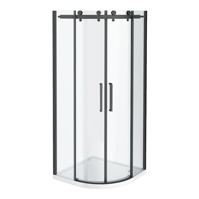 Arezzo Matt Black 800 x 800mm Frameless Quadrant Shower Enclosure  Profile Large Image