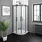 Arezzo Matt Black 800 x 800mm Frameless Quadrant Shower Enclosure Large Image