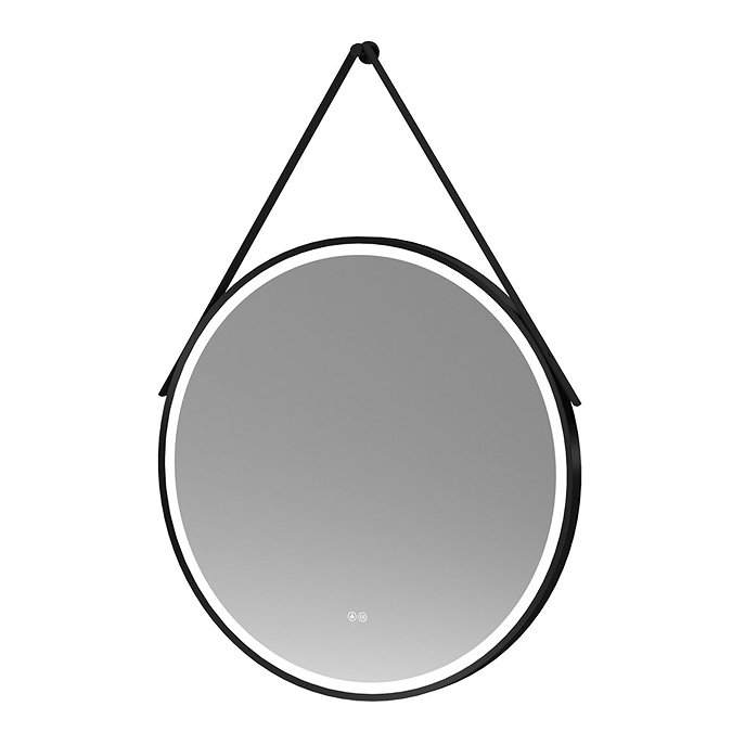 Arezzo Matt Black 800mm Round LED Illuminated Anti-Fog Bathroom Mirror Large Image
