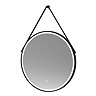 Arezzo Matt Black 800mm Round LED Illuminated Anti-Fog Bathroom Mirror Large Image