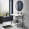 Arezzo Matt Black 800mm Round Mirror  Profile Large Image
