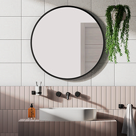 Arezzo Matt Black 800mm Round Mirror