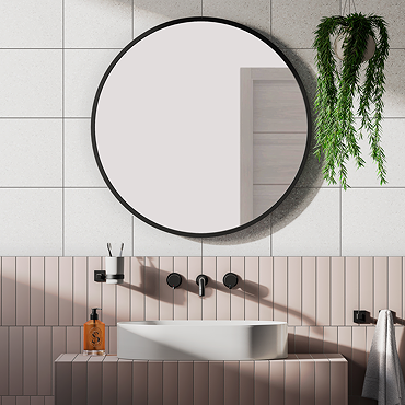 Arezzo Matt Black 800mm Round Mirror