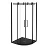 Arezzo Matt Black 900 x 900mm Frameless Quadrant Shower Enclosure with Black Tray  In Bathroom Large Image