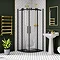 Arezzo Matt Black 900 x 900mm Frameless Quadrant Shower Enclosure with Black Tray Large Image