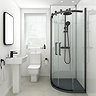 Arezzo Matt Black 900 x 900mm Frameless Quadrant Shower Enclosure  Feature Large Image