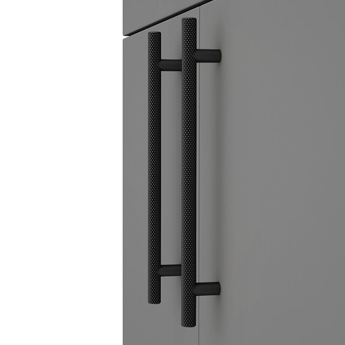 Arezzo Matt Black 900mm Quadrant Shower Suite with Matt Grey Vanity Unit + Modern Round Toilet  Newe