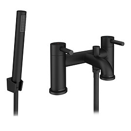 Arezzo Round Matt Black Bath Shower Mixer Tap with Shower Kit