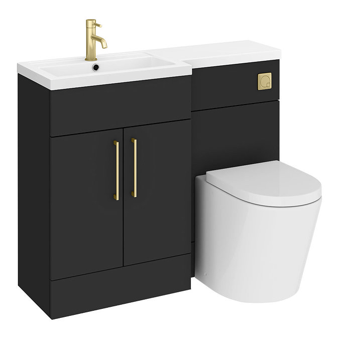 Arezzo Matt Black & Brushed Brass Round Combination Complete Bathroom Package