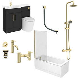 Arezzo Matt Black & Brushed Brass Round Combination Complete Bathroom Package