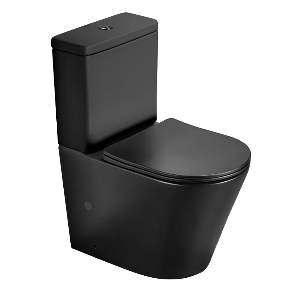 Arezzo Matt Black BTW Close Coupled Rimless Toilet with Soft Close