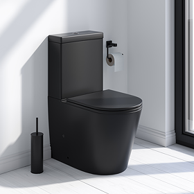 Arezzo Matt Black BTW Close Coupled Toilet + Soft Close Seat