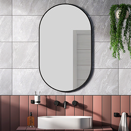 Arezzo Matt Black Capsule Mirror 600 x 1000mm