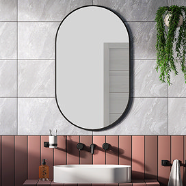 Arezzo Matt Black Capsule Mirror 600 x 1000mm