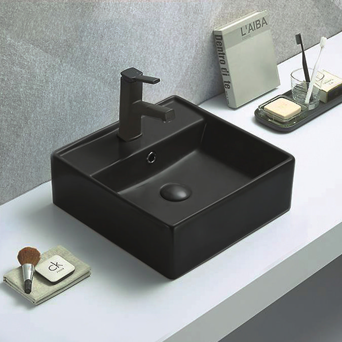 Arezzo Matt Black Ceramic Slotted Click Clack Basin Waste Profile Large Image