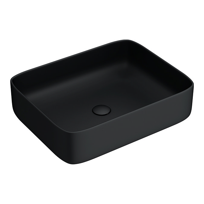 Arezzo Matt Black Coloured Curved Rectangular Counter Top Basin (500 x 390mm)