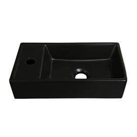 Arezzo Matt Black Compact Rectangular Counter Top Ceramic Basin (410 x 220mm) Medium Image