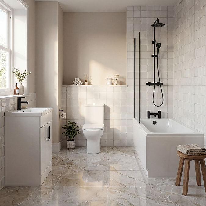 Arezzo Matt Black Complete Modern Bathroom Package